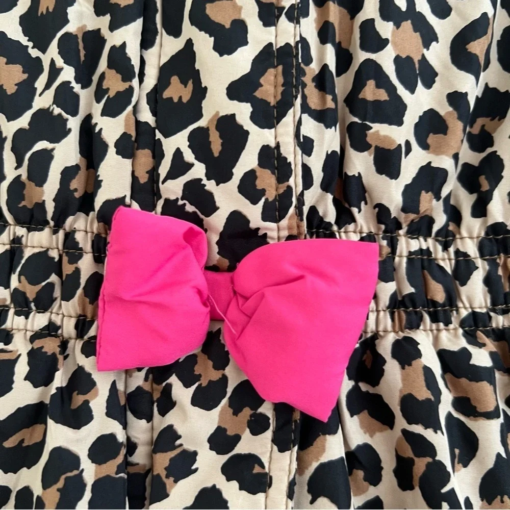 Place 1989 Leopard Print Puffer Jacket Pink Bow‎ 2T Winter Warm Cozy sz 3T